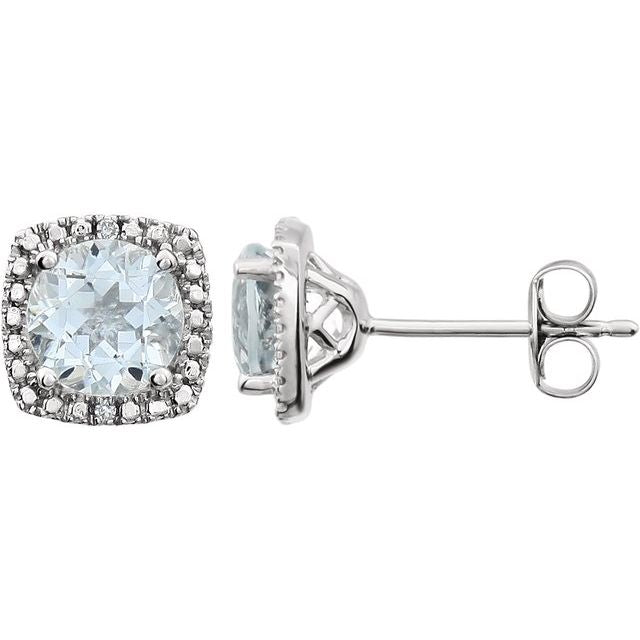 Sterling Silver Gemstone & .015 CTW Diamond Halo-Style Earrings- Sparkle & Jade-SparkleAndJade.com 650167:111:P
