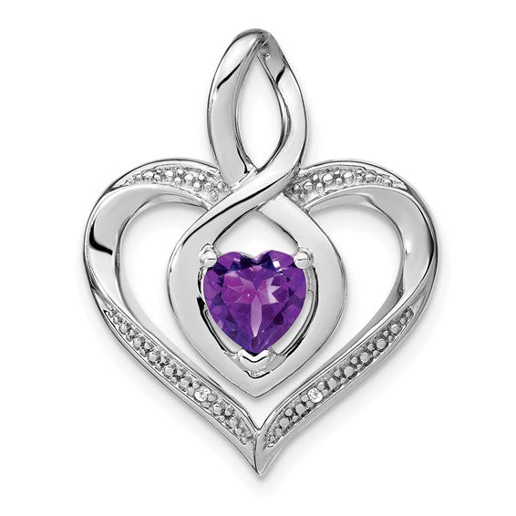 Sterling Silver Gemstone and Diamond Heart Infinity Pendants- Sparkle & Jade-SparkleAndJade.com PM4440-AM-001-SSA