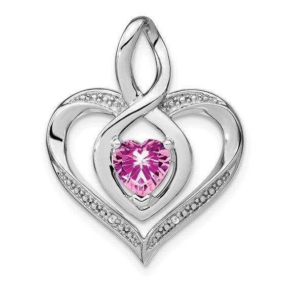 Sterling Silver Gemstone and Diamond Heart Infinity Pendants- Sparkle & Jade-SparkleAndJade.com PM4440-CPS-001-SSA