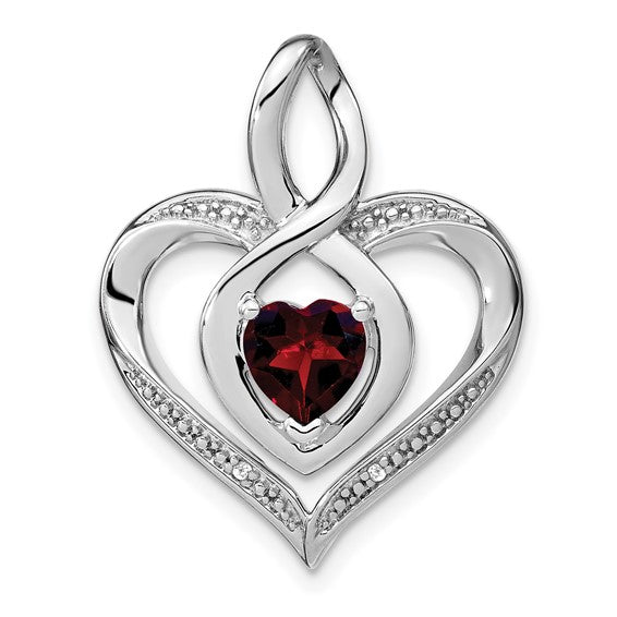 Sterling Silver Gemstone and Diamond Heart Infinity Pendants- Sparkle & Jade-SparkleAndJade.com PM4440-GA-001-SSA