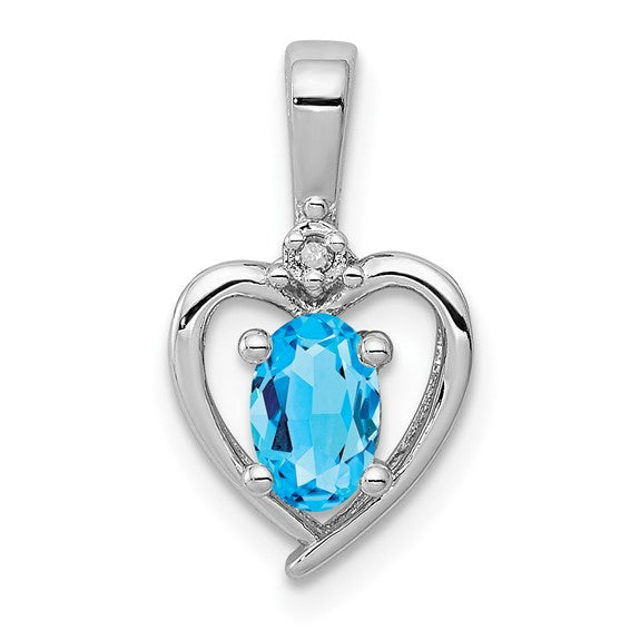 Sterling Silver Gemstone and Diamond Heart Pendants- Sparkle & Jade-SparkleAndJade.com QBPD19DEC
