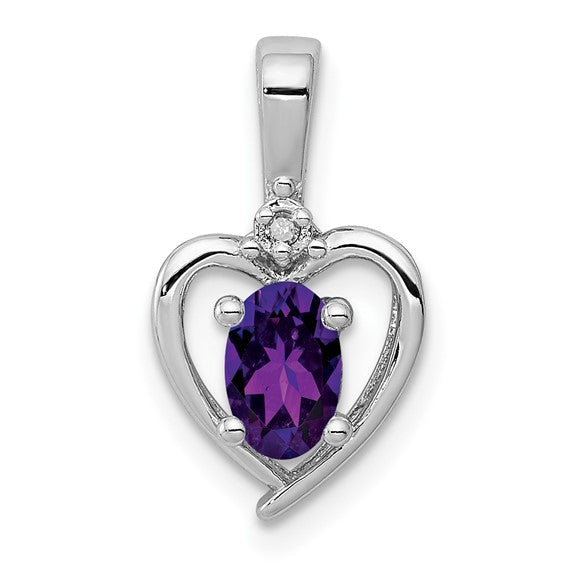 Sterling Silver Gemstone and Diamond Heart Pendants- Sparkle & Jade-SparkleAndJade.com QBPD19FEB