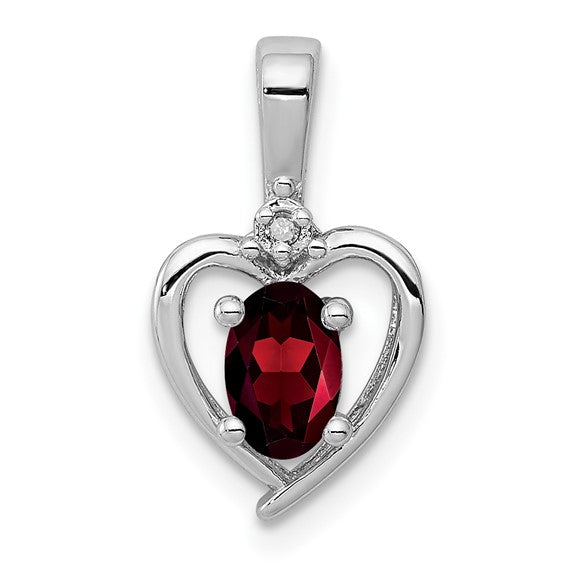 Sterling Silver Gemstone and Diamond Heart Pendants- Sparkle & Jade-SparkleAndJade.com QBPD19JAN