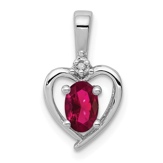 Sterling Silver Gemstone and Diamond Heart Pendants- Sparkle & Jade-SparkleAndJade.com QBPD19JUL