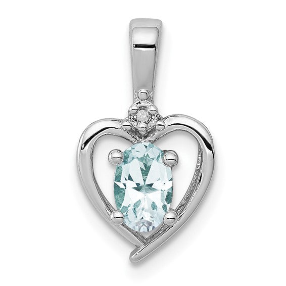 Sterling Silver Gemstone and Diamond Heart Pendants- Sparkle & Jade-SparkleAndJade.com QBPD19MAR