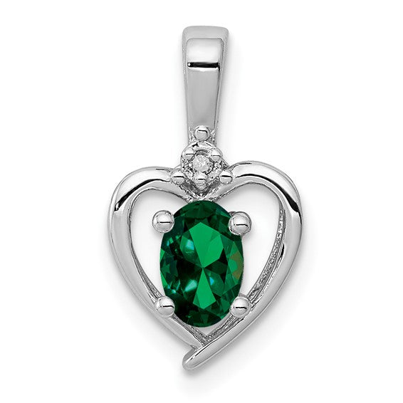 Sterling Silver Gemstone and Diamond Heart Pendants- Sparkle & Jade-SparkleAndJade.com QBPD19MAY