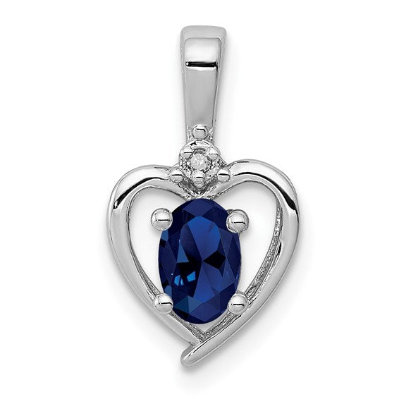 Sterling Silver Gemstone and Diamond Heart Pendants- Sparkle & Jade-SparkleAndJade.com QBPD19SEP