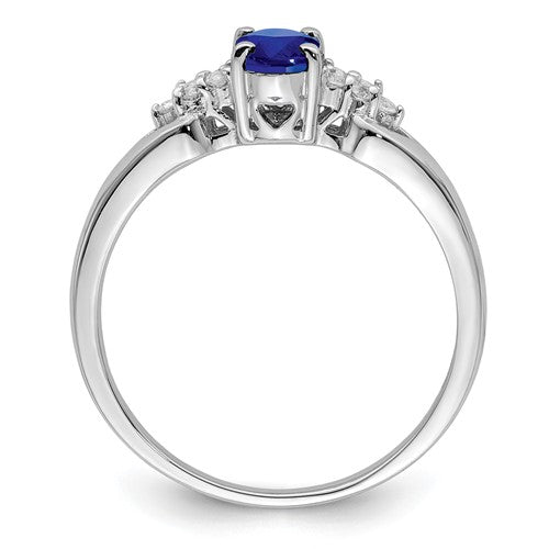 Sterling Silver Genuine Blue Sapphire And White Sapphire Ring