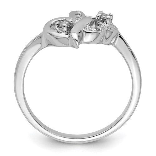 Sterling Silver Genuine Diamond Double Heart Ring- Sparkle & Jade-SparkleAndJade.com 