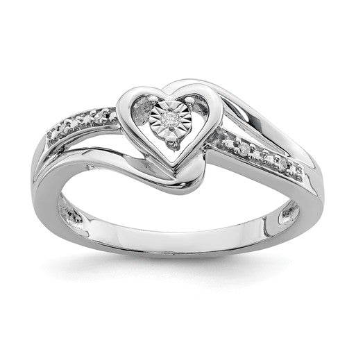 Sterling Silver Genuine Diamond Heart Ring- Sparkle & Jade-SparkleAndJade.com 