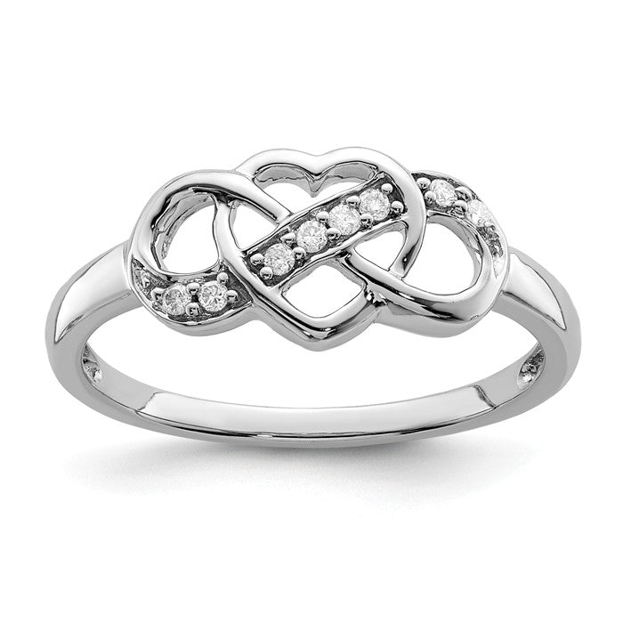 Sterling Silver Genuine Diamond Infinity Heart Ring- Sparkle & Jade-SparkleAndJade.com QR5705-6