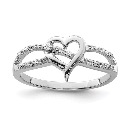 Sterling Silver Genuine Diamond Infinity Inspired Heart Ring- Sparkle & Jade-SparkleAndJade.com 