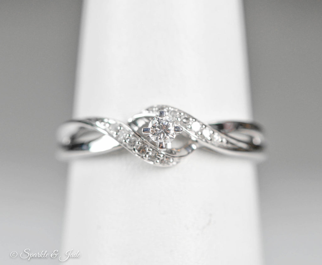 Sterling Silver Genuine Diamond Infinity Twist Promise Ring- Sparkle & Jade-SparkleAndJade.com 