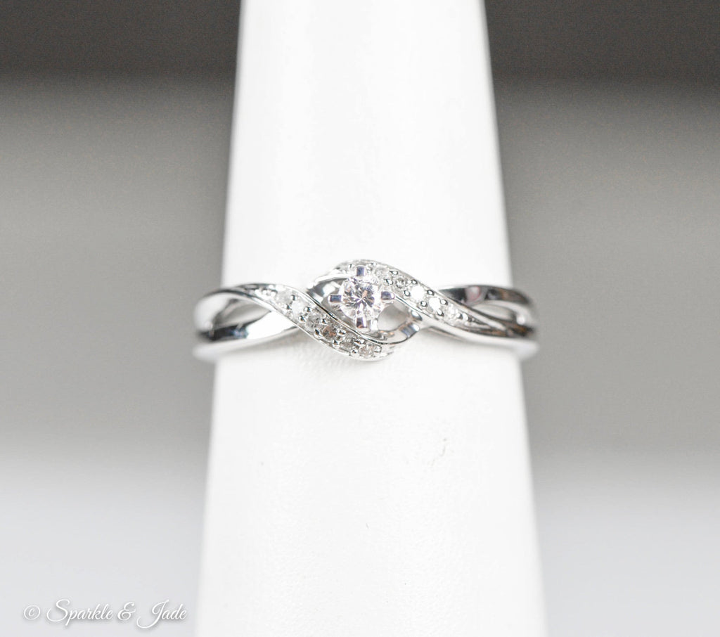 Sterling Silver Genuine Diamond Infinity Twist Promise Ring- Sparkle & Jade-SparkleAndJade.com 