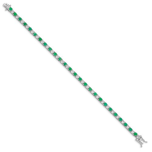 Sterling Silver Genuine Emerald or Sapphire And White Topaz Tennis Bracelets- Sparkle & Jade-SparkleAndJade.com 