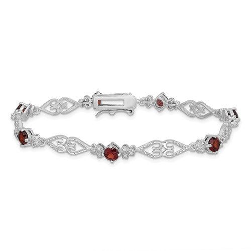 2024 Garnet Tennis Bracelet 925 Sterling Silver