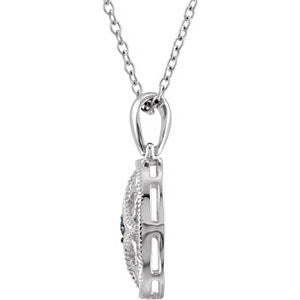 Sterling Silver Genuine Gemstone 18" Filigree Necklace- Sparkle & Jade-SparkleAndJade.com 