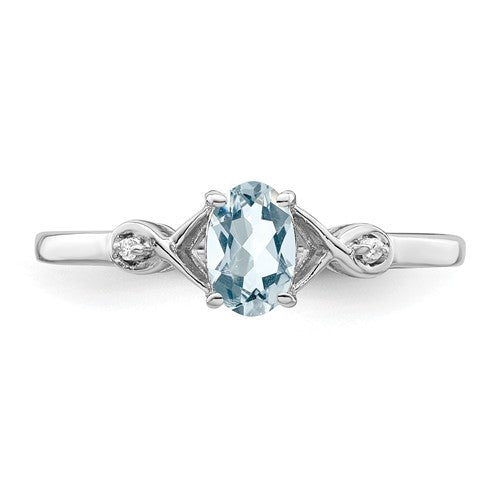 Sterling Silver Genuine Oval Gemstone and Diamond Ring- Sparkle & Jade-SparkleAndJade.com 