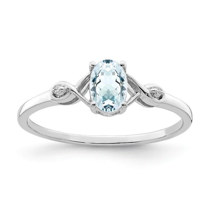 Sterling Silver Genuine Oval Gemstone and Diamond Ring- Sparkle & Jade-SparkleAndJade.com QR4505AQ-6