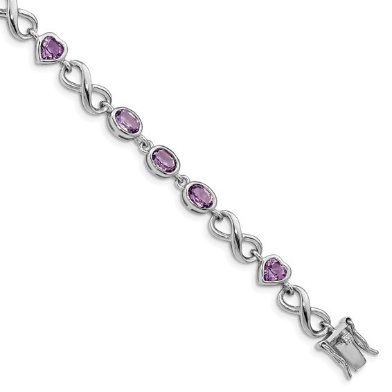 Sterling Silver Genuine Oval and Heart Gemstone Infinity Link Bracelets- Sparkle & Jade-SparkleAndJade.com 