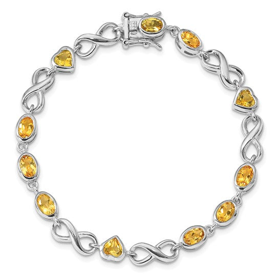 Sterling Silver Genuine Oval and Heart Gemstone Infinity Link Bracelets- Sparkle & Jade-SparkleAndJade.com QX880CI