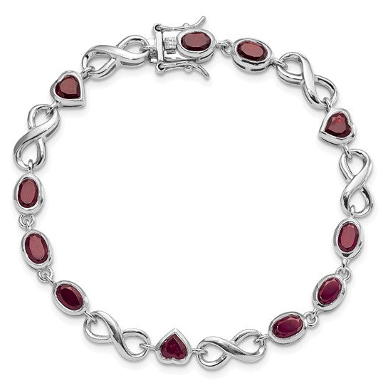 Sterling Silver Genuine Oval and Heart Gemstone Infinity Link Bracelets- Sparkle & Jade-SparkleAndJade.com QX881GA