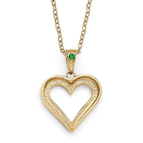 Sterling Silver & Gold-Plated Diamond & Emerald Heart Necklace- Sparkle & Jade-SparkleAndJade.com QDF138