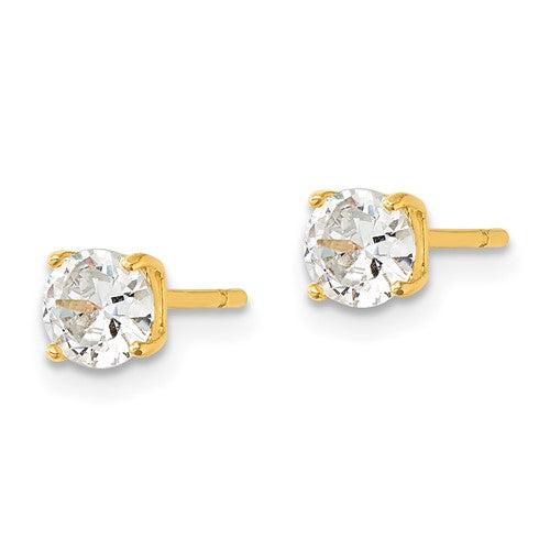 Sterling Silver Gold Plated Round CZ Post Earrings- Sparkle & Jade-SparkleAndJade.com 