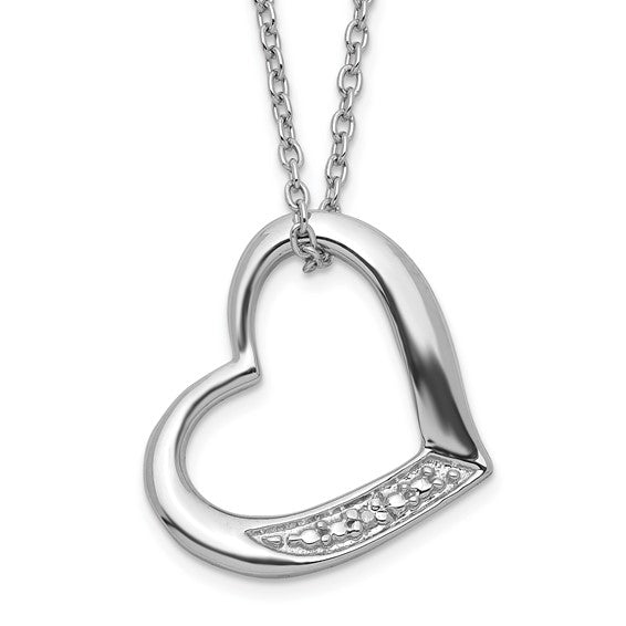 Sterling Silver Heart Diamond Accent Necklace- Sparkle & Jade-SparkleAndJade.com QG2039-18