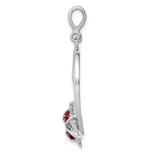 Sterling Silver Heart With Enameled Red Ladybug Pendant- Sparkle & Jade-SparkleAndJade.com QP2412