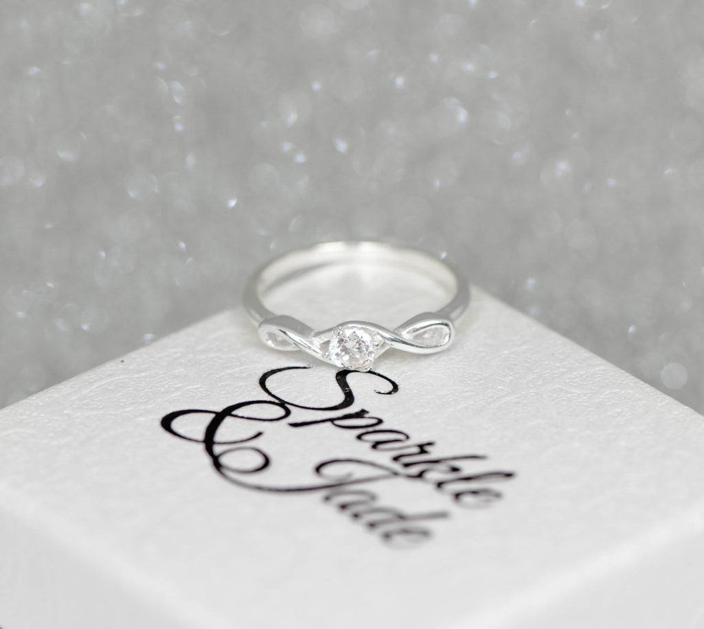 Sterling Silver Infinity CZ Promise Ring- Sparkle & Jade-SparkleAndJade.com 