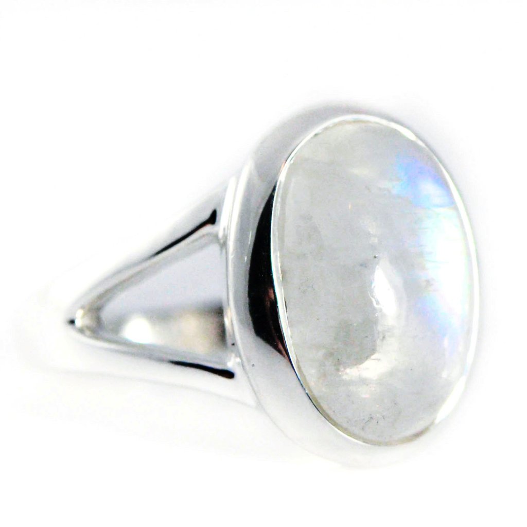 Silver. hot Moonstone Set, Bracelet and Ring with Moonstone Oval Shape, Solid Silver 925 Vintage