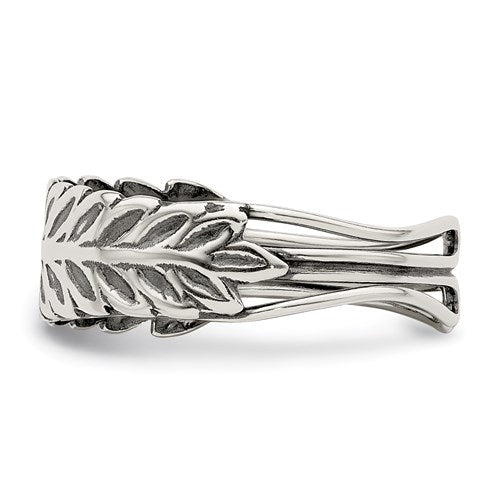 Sterling Silver Leaf Feather Antiqued Finish Toe Ring- Sparkle & Jade-SparkleAndJade.com QR1916
