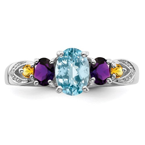 Sterling Silver Amethyst, Peridot, Citrine, online Blue Topaz, White Topaz Ring 6.5