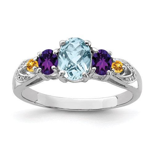 Sterling Silver Amethyst and White Topaz Rings - iCuracao.com