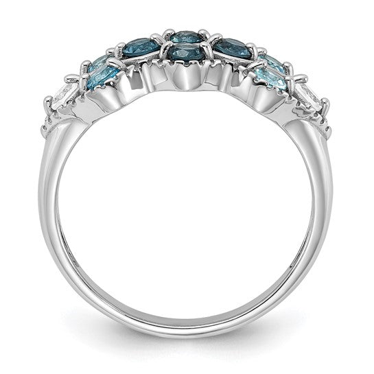 Sterling Silver London, Swiss Blue and White Topaz Ring- Sparkle & Jade-SparkleAndJade.com 