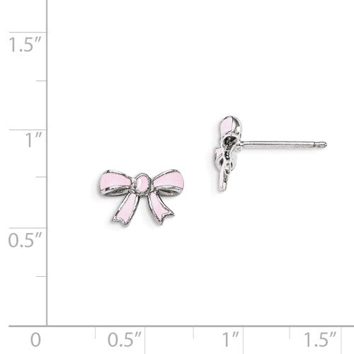 Sterling Silver Madi K Enameled Children's Pink Bow Post Earrings- Sparkle & Jade-SparkleAndJade.com QGK119