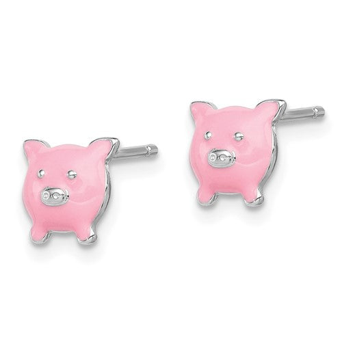 Sterling Silver Madi K Enameled Children's Pink Pig Post Earrings- Sparkle & Jade-SparkleAndJade.com QGK117