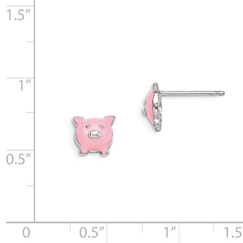 Sterling Silver Madi K Enameled Children's Pink Pig Post Earrings- Sparkle & Jade-SparkleAndJade.com QGK117