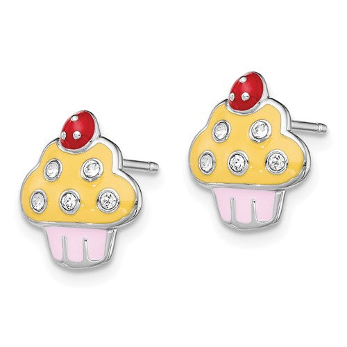 Sterling Silver Madi K Enameled Children's Yellow Cupcake Earrings- Sparkle & Jade-SparkleAndJade.com QGK141