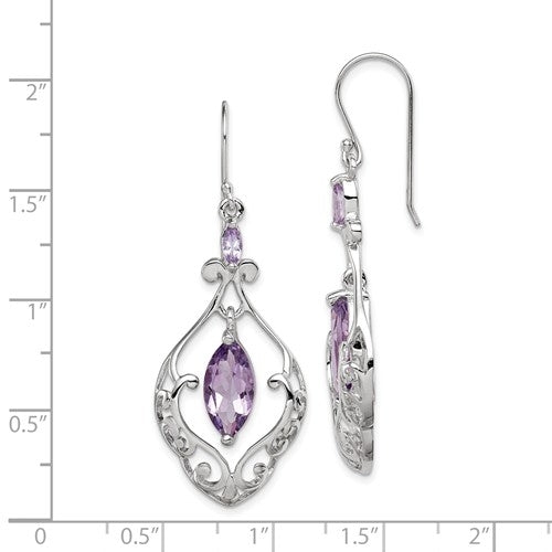 Sterling Silver Marquise Amethyst Filigree Dangle Earrings- Sparkle & Jade-SparkleAndJade.com QE9609