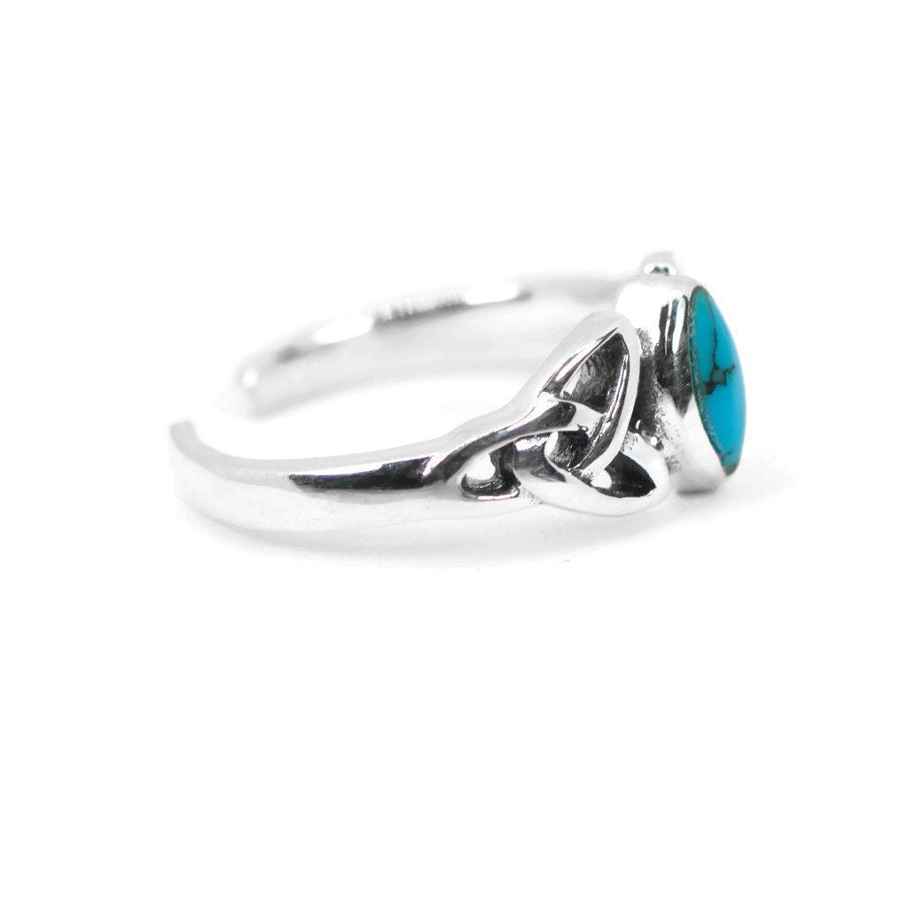 Sterling Silver Marquise Turquoise Celtic Design Toe Ring- Sparkle & Jade-SparkleAndJade.com A-1181-030093-21