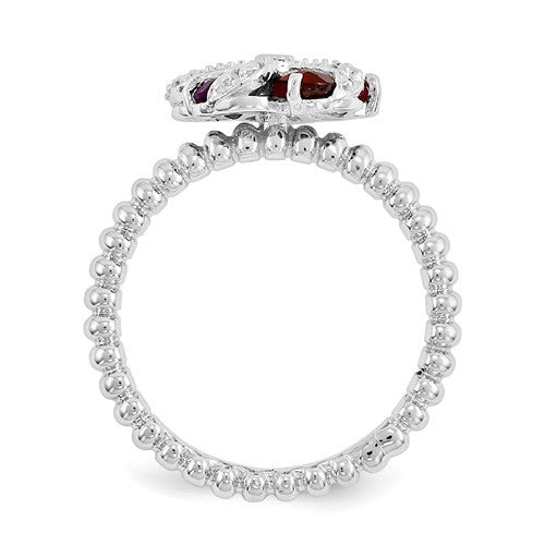 Sterling Silver Multi Gemstone & Diamond Ring- Sparkle & Jade-SparkleAndJade.com 
