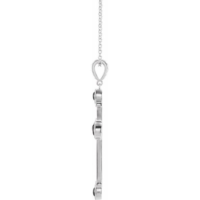 Sterling Silver Onyx Cross 16-18" Necklace- Sparkle & Jade-SparkleAndJade.com R45406:704:P