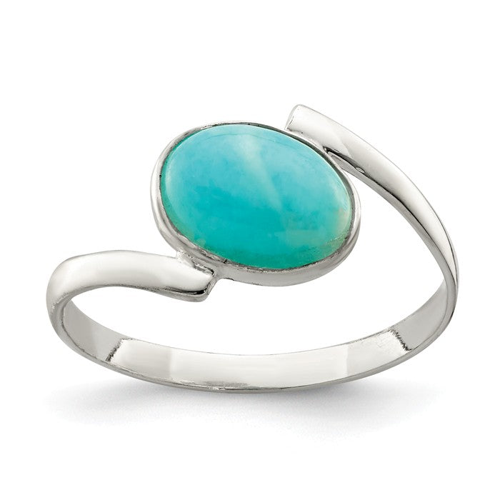Sterling Silver Oval Amazonite ByPass Ring- Sparkle & Jade-SparkleAndJade.com 