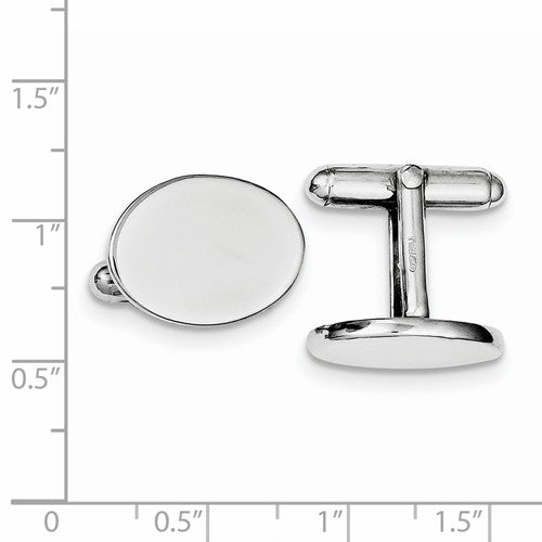 Sterling Silver Oval Cuff Links - Engravable- Sparkle & Jade-SparkleAndJade.com QQ513