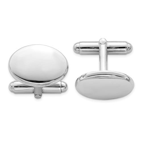 Sterling Silver Oval Cuff Links - Engravable- Sparkle & Jade-SparkleAndJade.com QQ513