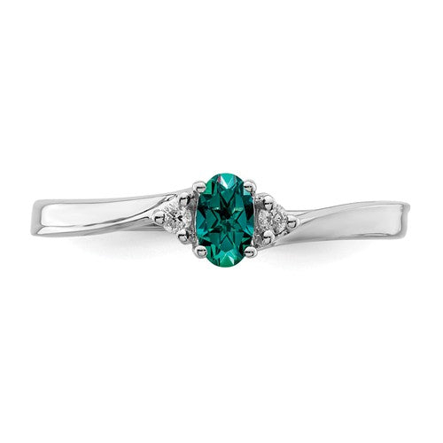 Sterling Silver Oval Gemstone & Diamond Birthstone Rings- Sparkle & Jade-SparkleAndJade.com 