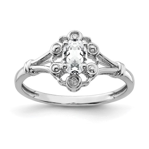 Sterling Silver Oval Gemstone & Diamond Birthstone Rings- Sparkle & Jade-SparkleAndJade.com QBR22APR-5