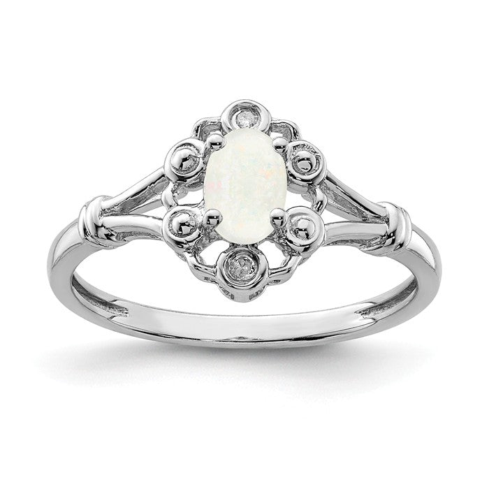 Sterling Silver Oval Gemstone & Diamond Birthstone Rings- Sparkle & Jade-SparkleAndJade.com QBR22OCT-5
